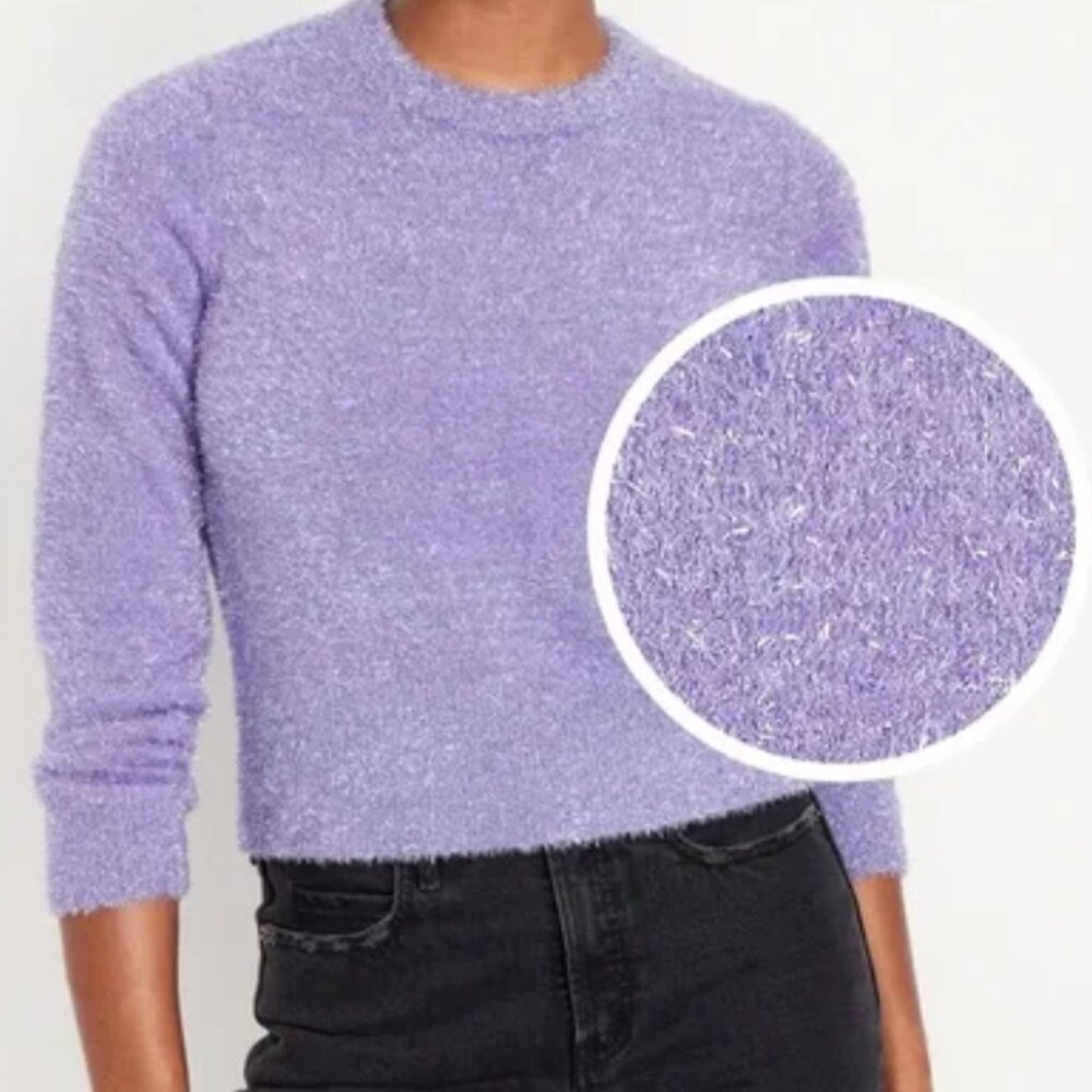 Old Navy – Lavender Crewneck Eyelash Shine Tinsel Sweater (Size XL), EUC